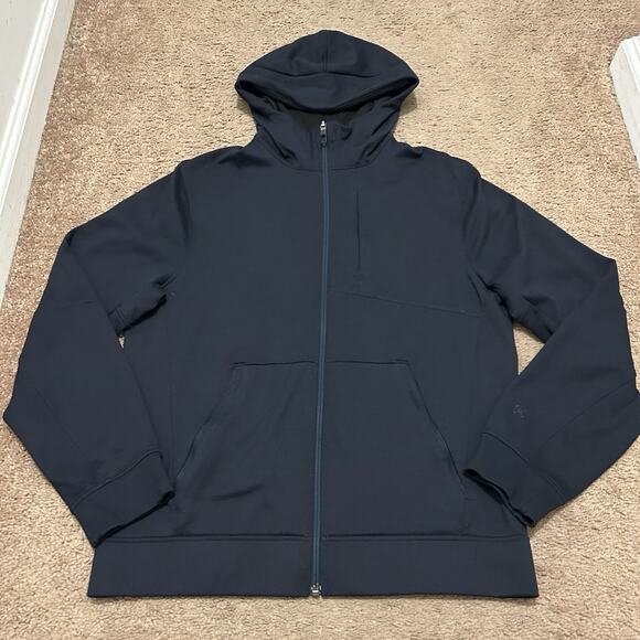Lululemon Men’s City Sweat Zip Hoodie Thermo Heathered Nautical Navy Jacket Sz S - Picture 1 of 8